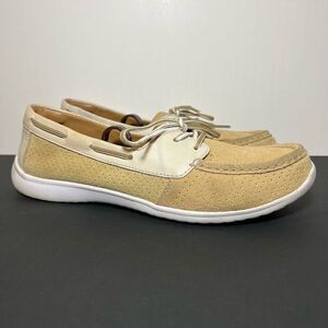 Womens CLARKS Arbor Opal Tan Lace Up Boat Shoes / Size 10 Wide